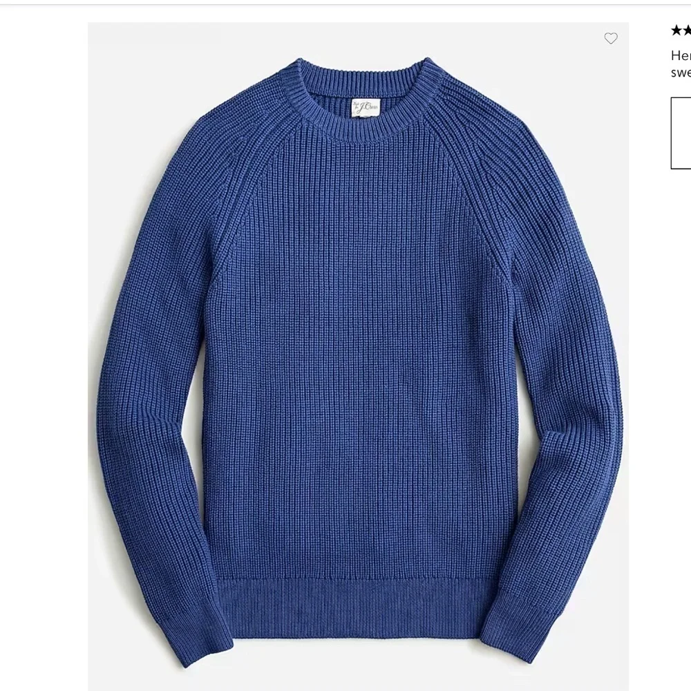 J. Crew Heritage cotton shaker-stitch sweater Size L Blue chunky knit